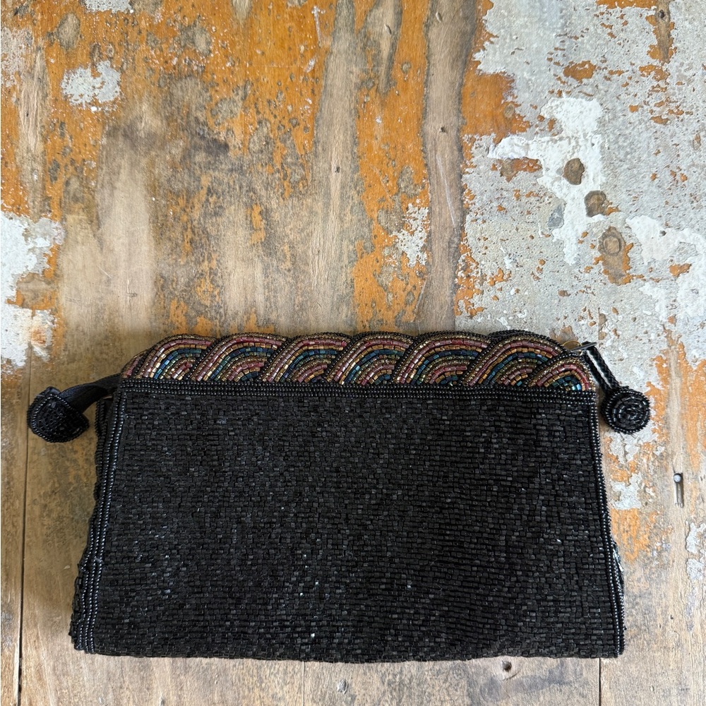 Elegant Black Beaded Clutch